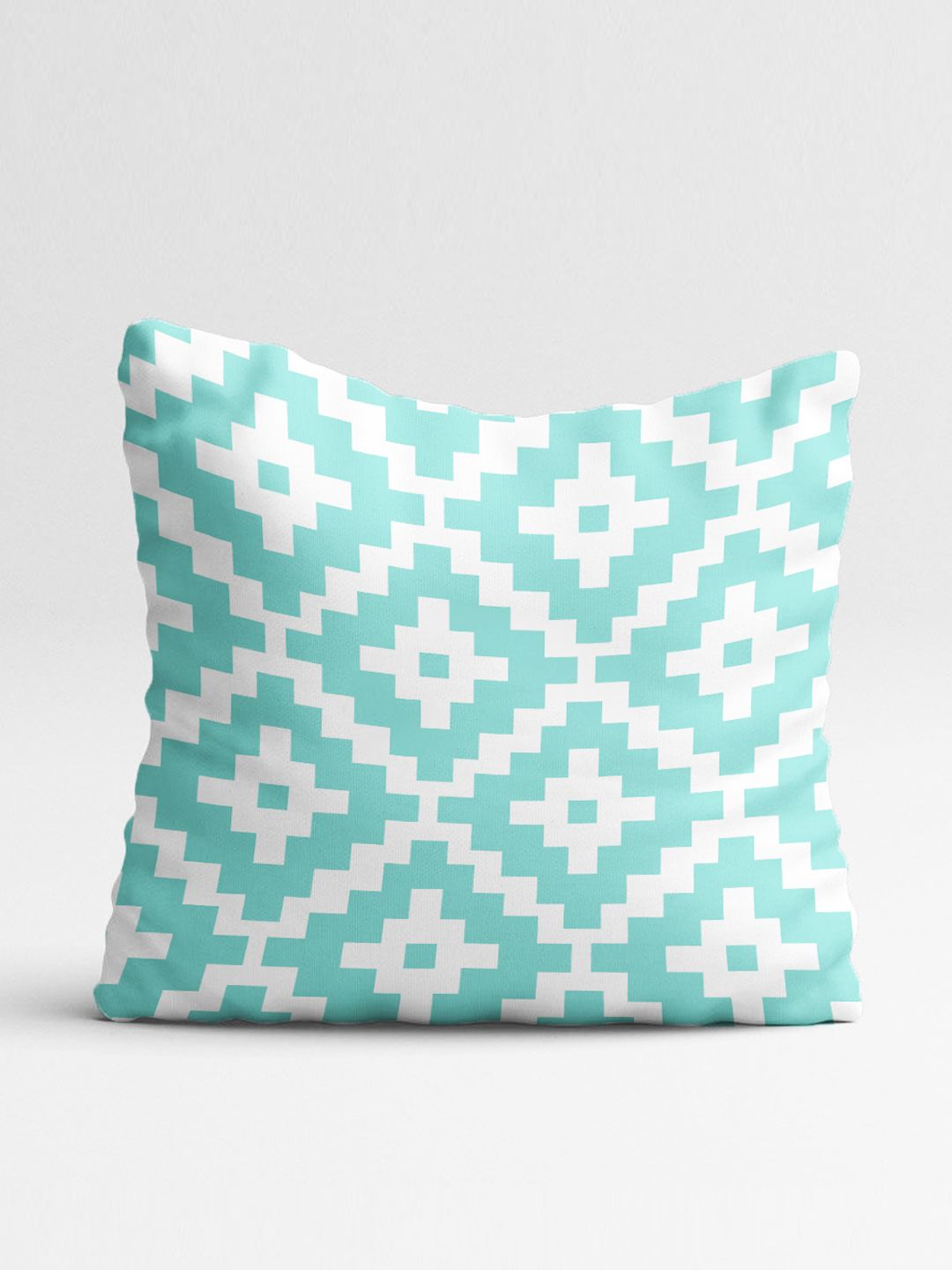 STITCHNEST Blue & White Set of 5 Geometric Square Cushion Covers