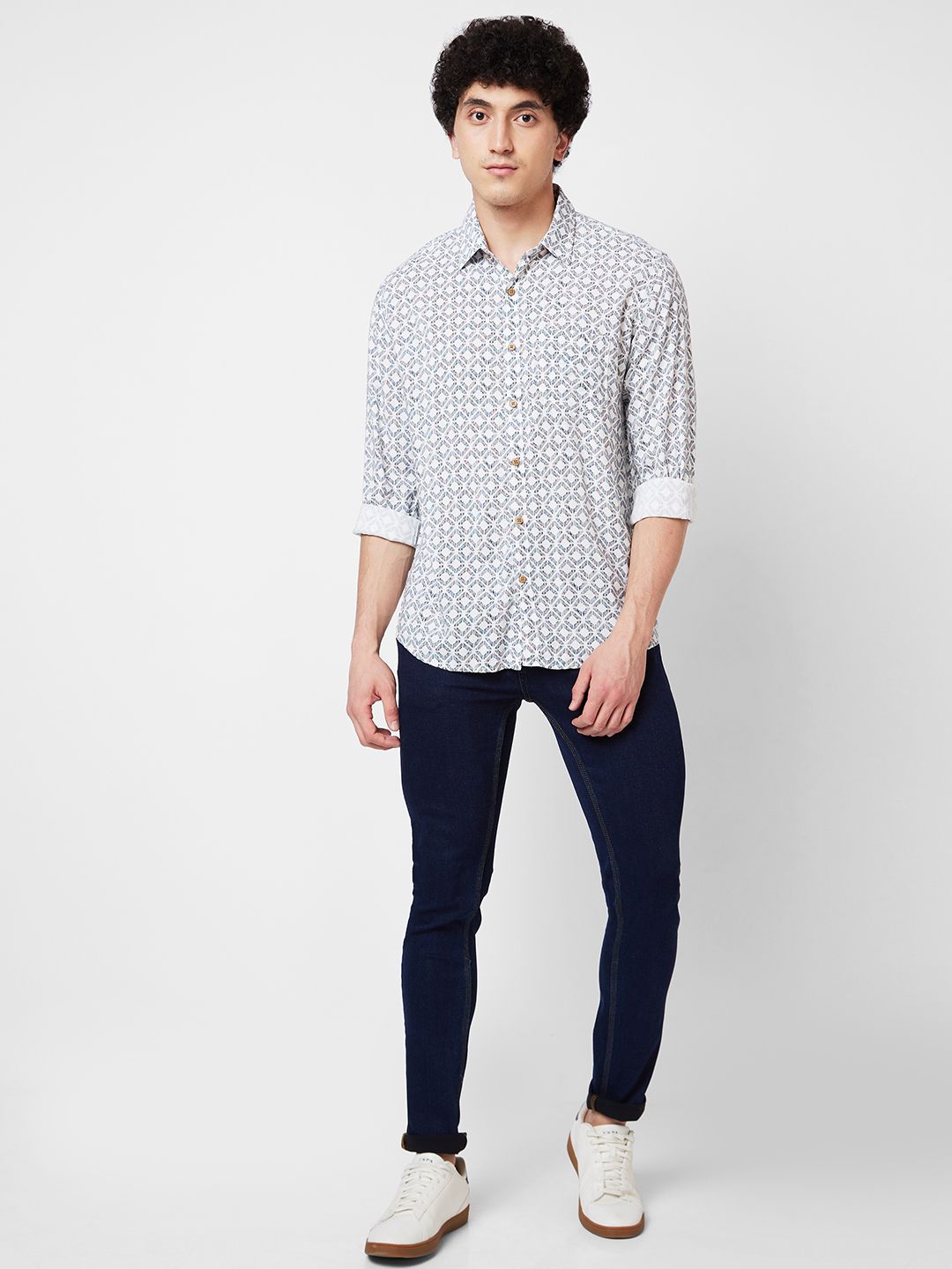 SPYKAR Geometric Printed Cotton Casual Shirt