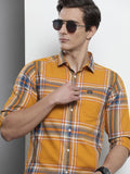The Indian Garage Co Men Yellow Comfort Checked Regular Fit Casual Shirt