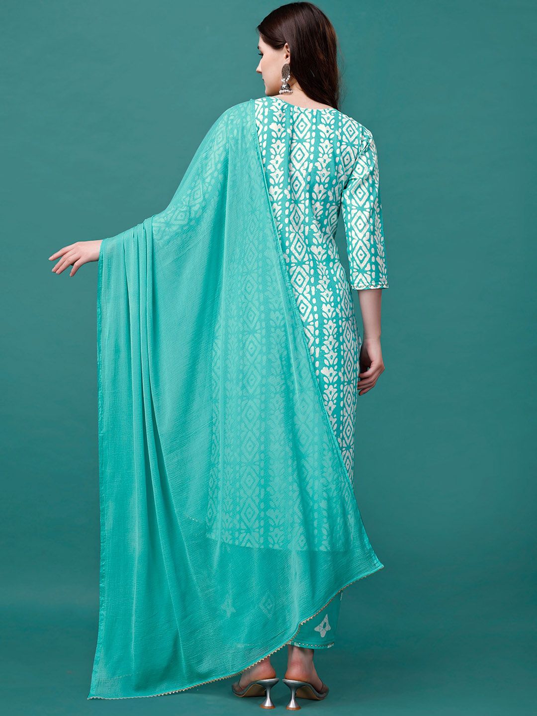 KALINI Bandhani Printed Gotta PattiKurta With Trousers & Dupatta