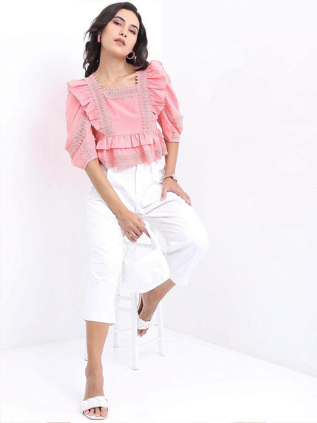 Tokyo Talkies Lace Blouson Top