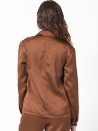 RAREISM Spread Collar Boxy Satin Shacket