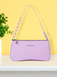 Lino Perros Women Purple Animal Printed PU Structured Shoulder Bag