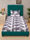 Myntra Elegant Homes Purple & White Geometric 400 TC Single Bedsheet with 1 Pillow Covers