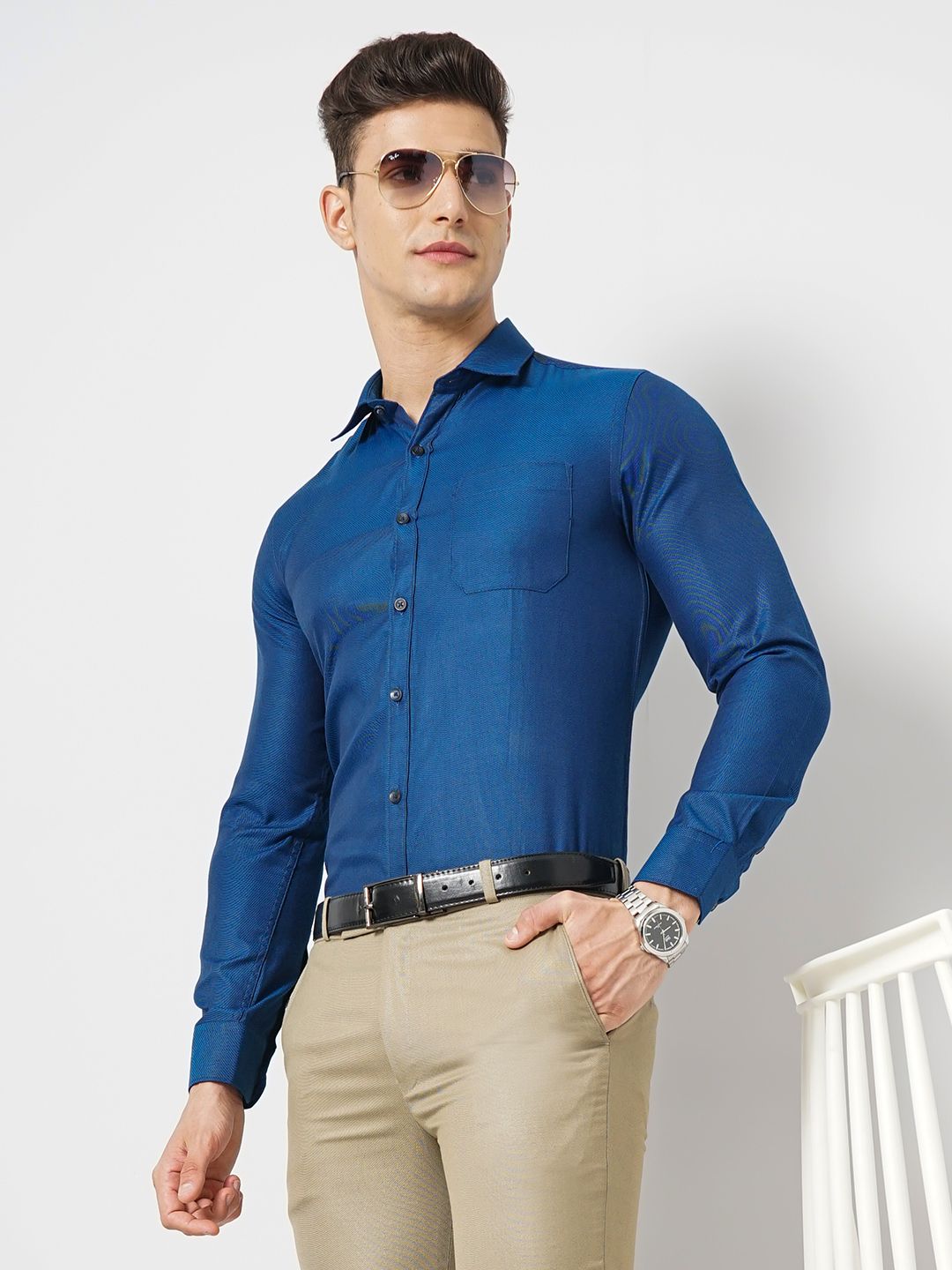 The Indian Garage Co. X Luxe Slim Fit Spread Collar Long Sleeves Formal Shirt
