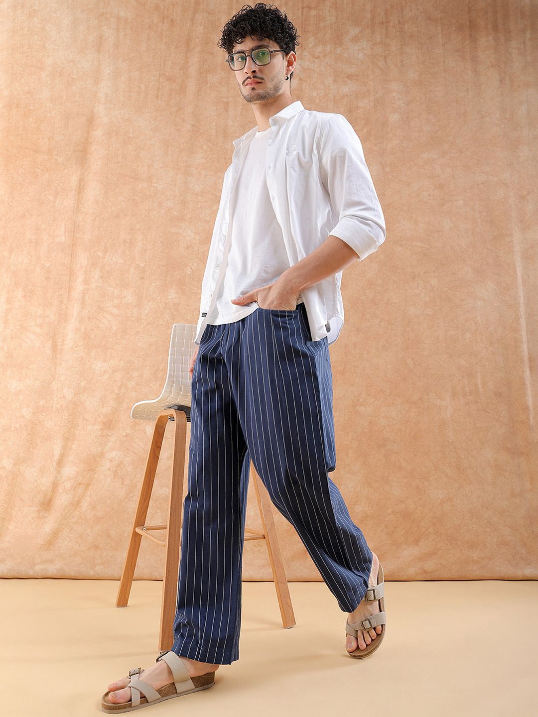 The Indian Garage Co Men Loose Fit Pleated Trousers