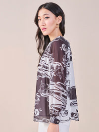 AND Women Abstract Print High Neck Sleeveless Top