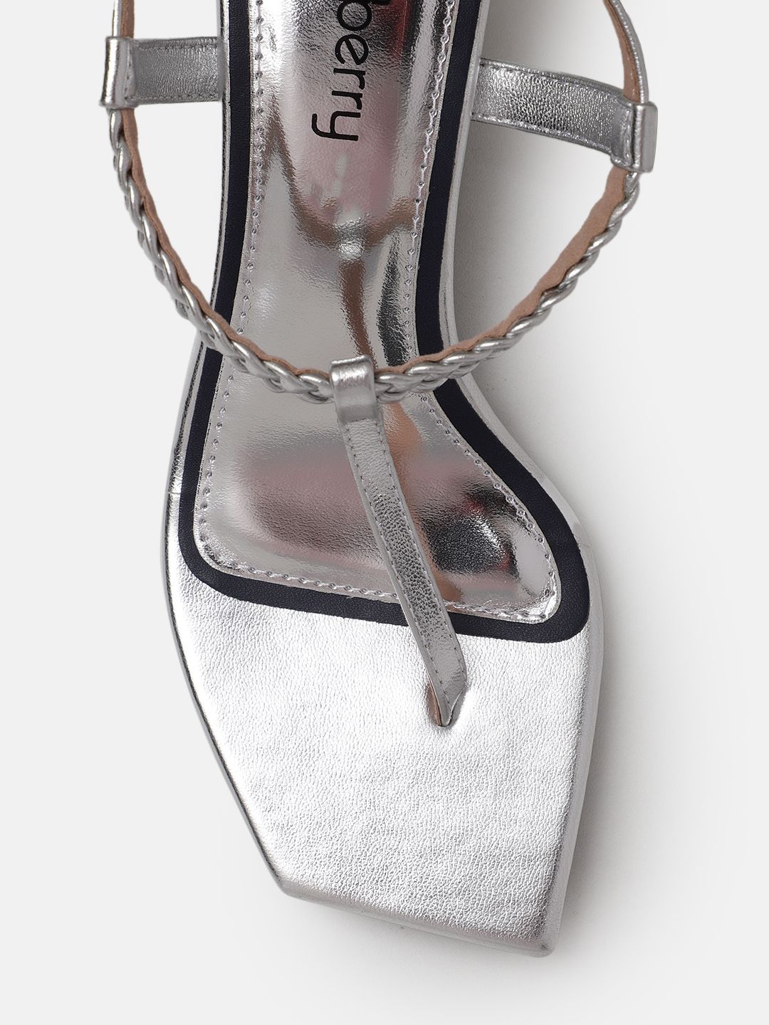 DressBerry Braided Design T-strap Block Heels