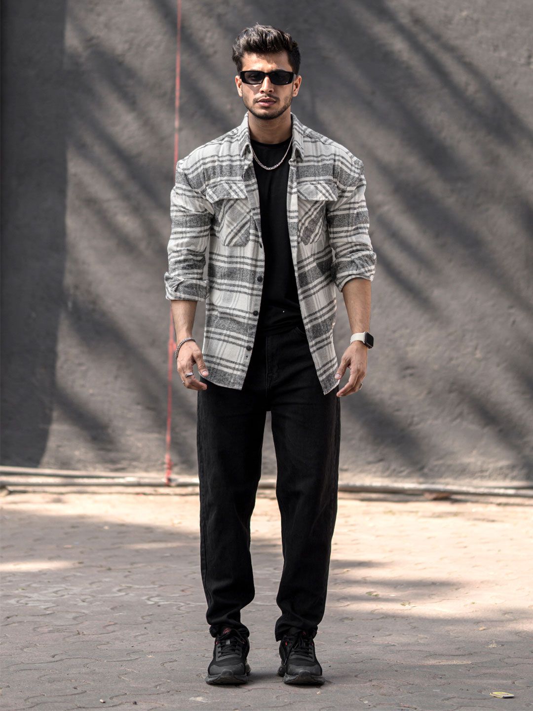 Powerlook India Slim Checked Drop-Shoulder Sleeves Oversized Casual Shirt