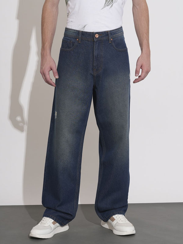 Being Human Men Anti Fit Mildly Distressed Heavy Fade Pure Cotton Jeans