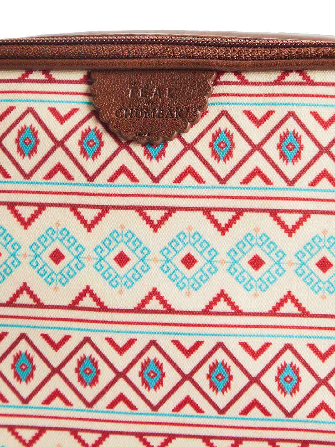 TEAL BY CHUMBAK Geometric Printed Canvas Structured Sling Bag