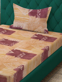 Moda Rapido X KLOTTHE Beige & Warna Peach Geometrik 400 TC Cadar Tempat Tidur Single dengan 1 Sarung Bantal