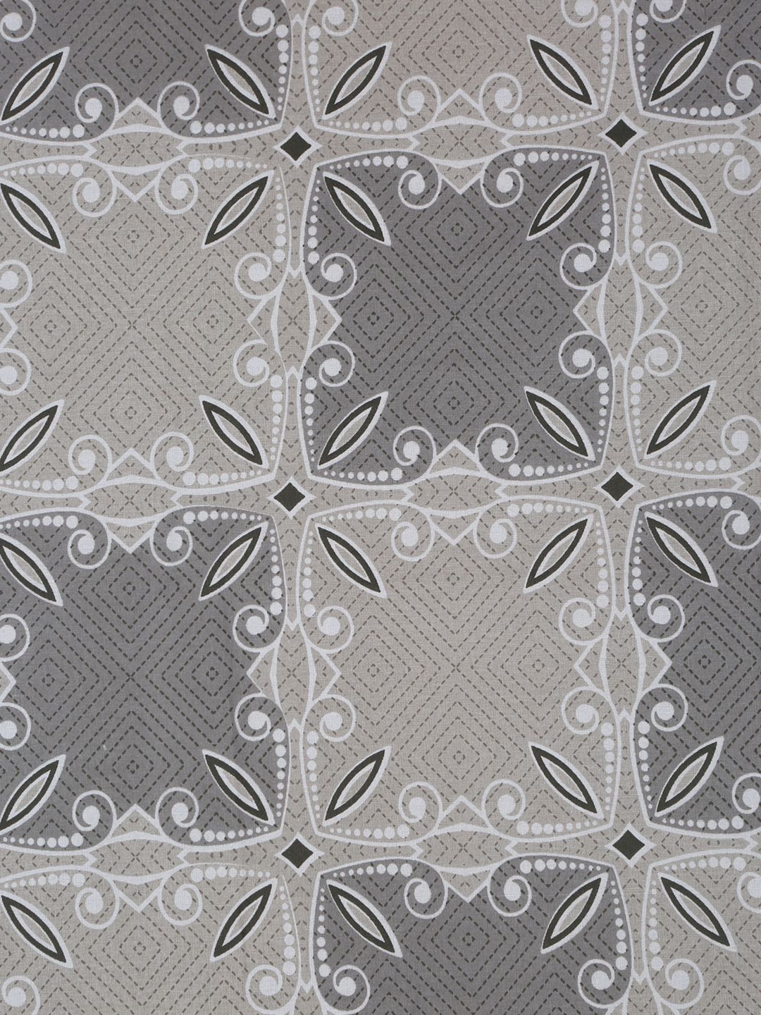 KLOTTHE Grey Floral Printed 400 TC Kapas Tulen Dilengkapi Cadar King & 2 Sarung Bantal