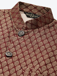 SOJANYA Men Black Kurta with Churidar & Nehru Jacket