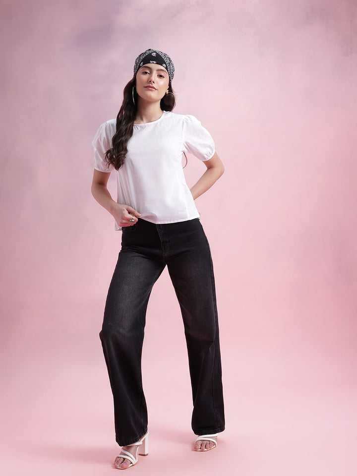 DressBerry Puff Sleeves Pure Cotton Top