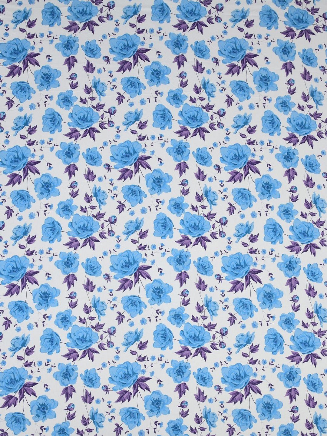 BBOMBAY DYEING Epigram Blue Floral Pure Cotton 120TC Queen Bedsheet Set 2.28 m X 2.54 m