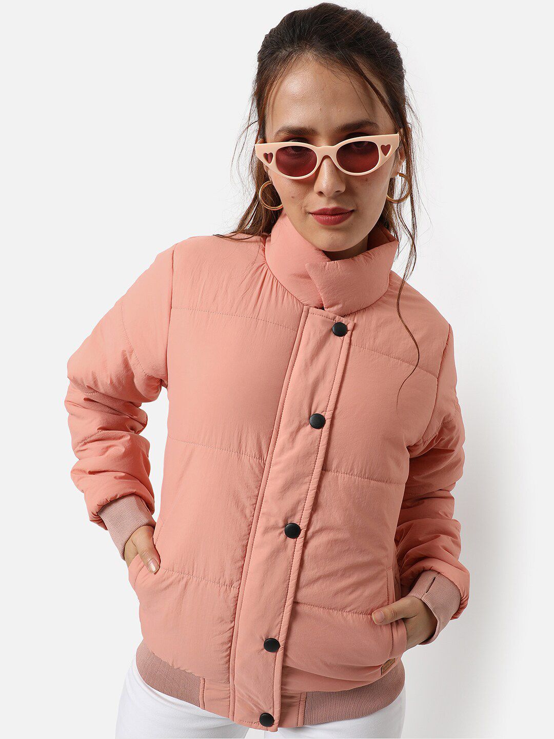 Kampus Sutra Wanita Pink Windcheater Padded Jacket