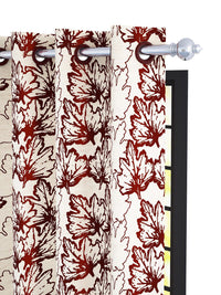 Story@home Maroon & Cream-Coloured Floral Window Curtain