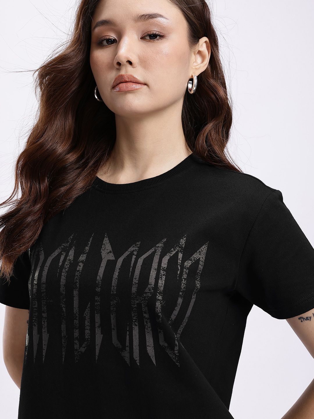 DressBerry Typography Printed T-Shirt with Trousers Co-Ords