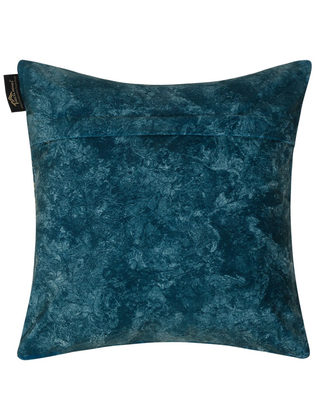 HOSTA HOMES Blue & Gold-Toned 2 Pieces Floral Velvet Square Cushion Covers