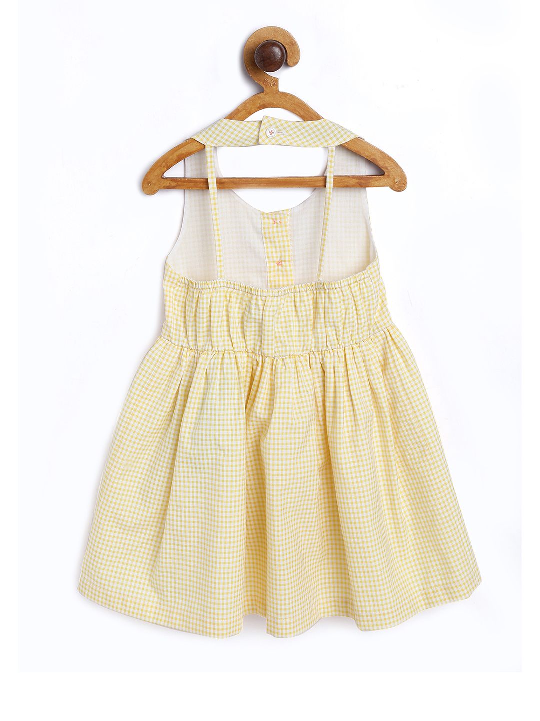 Nauti Nati Girls Yellow Checked Fit and Flare Dress