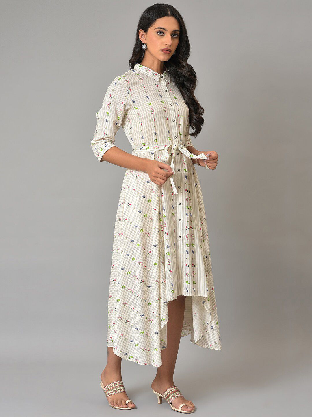 W Floral A-Line Midi Dress