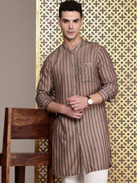 House of Pataudi Ethnic Motifs Printed & Striped Rozana Kurta