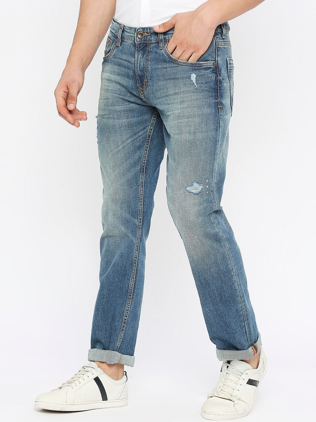 SPYKAR Men Relaxed Fit Mildly Distressed Heavy Fade Stretchable Jeans