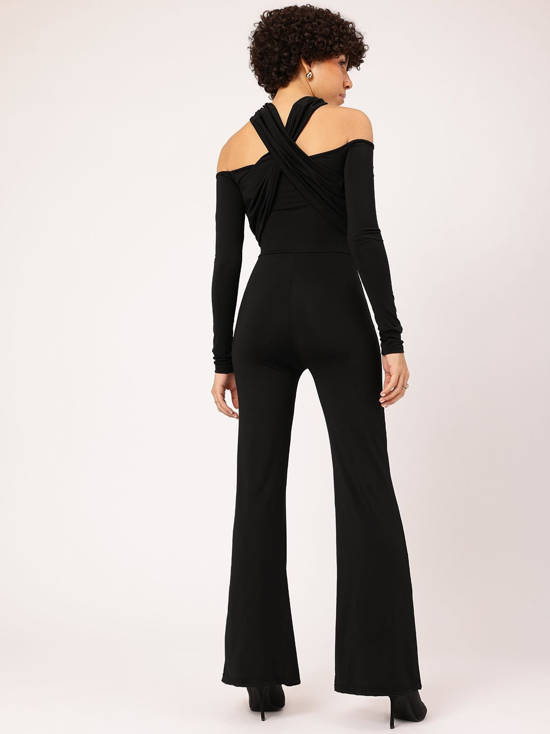 DressBerry Retro Radiance Off-Shoulder Styled Back Jumpsuit