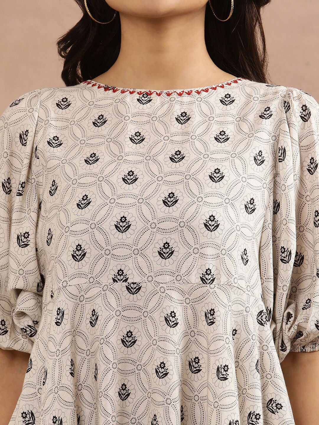W Ethnic Motifs Printed A-Line Top