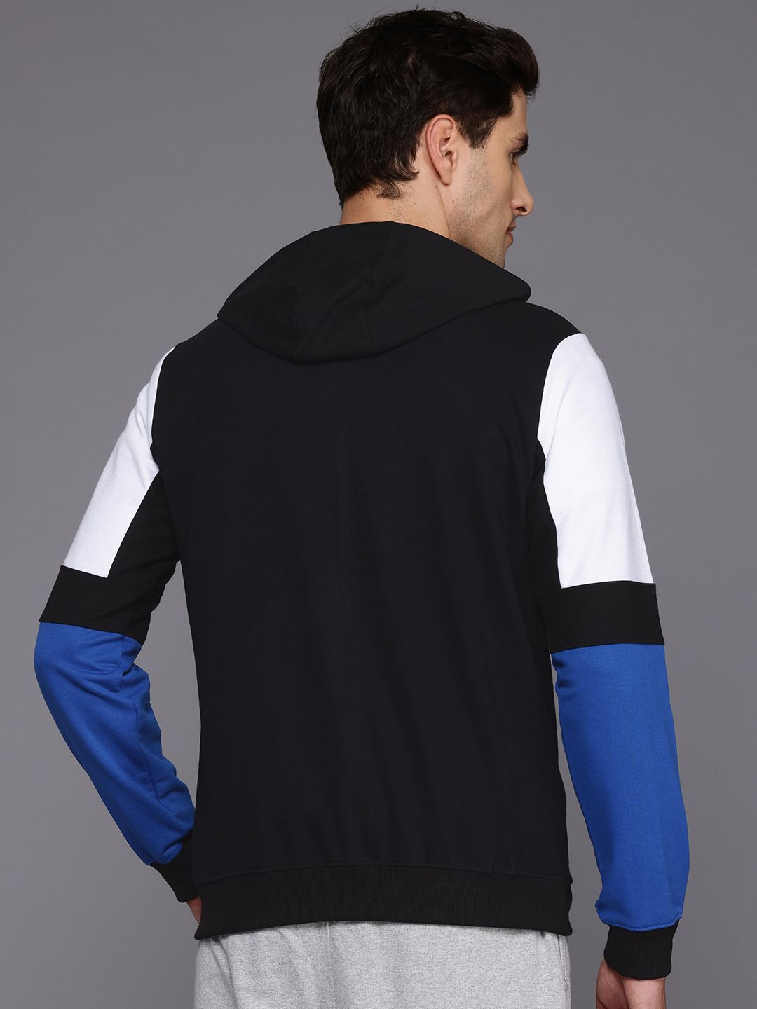 HRX by Hrithik Roshan Contrast Sleeves Hooded Sweatshirt