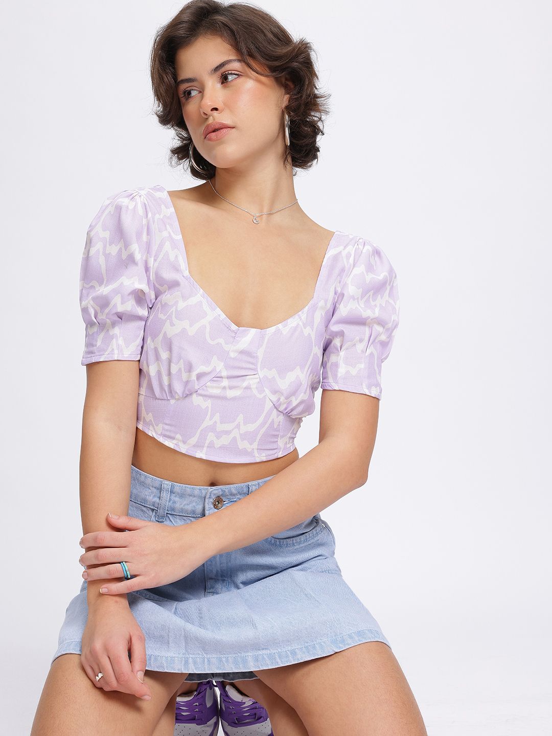 DressBerry Lavender Love Smocked Crop Top