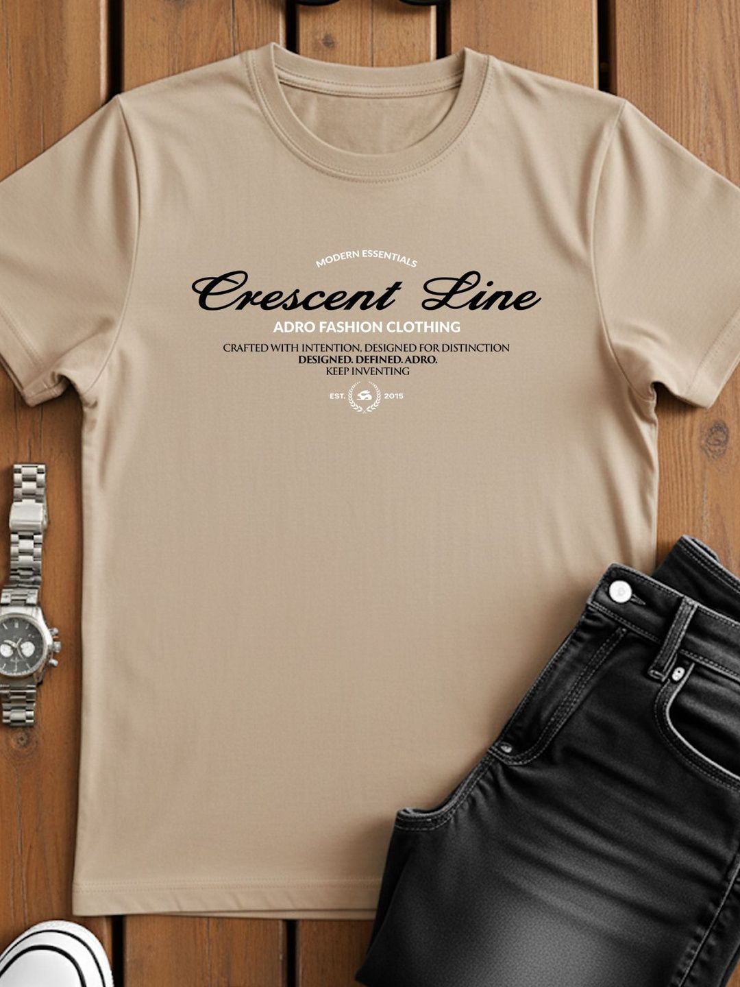 ADRO Typography Printed Short Sleeves Cotton Regular Fit T-shirt