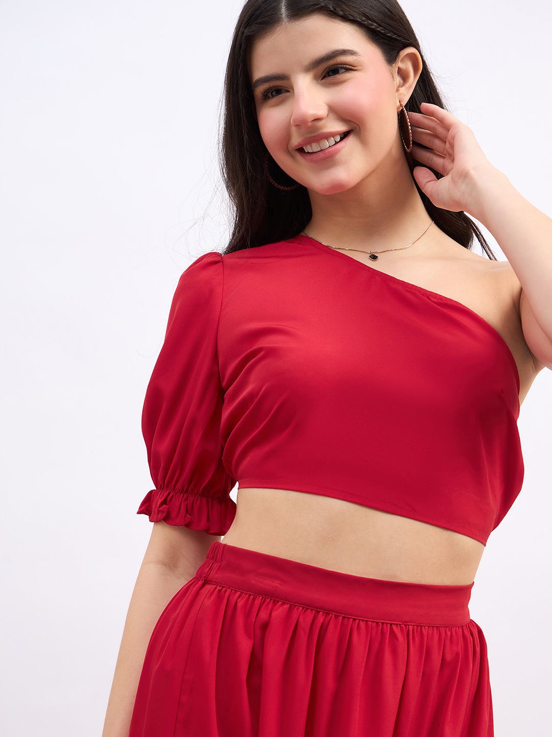Berrylush One Shoulder Cropped Top With High Rise Maxi Skirt