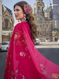 Varanga Floral Embroidered Thread Work Straight Kurta With Trousers And Dupatta