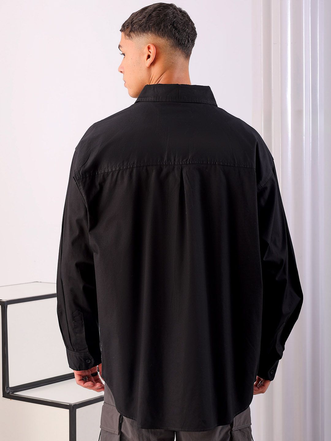 The Indian Garage Co Men Anime Printed Cotton Oversized Boxy Streetwear Shirt
