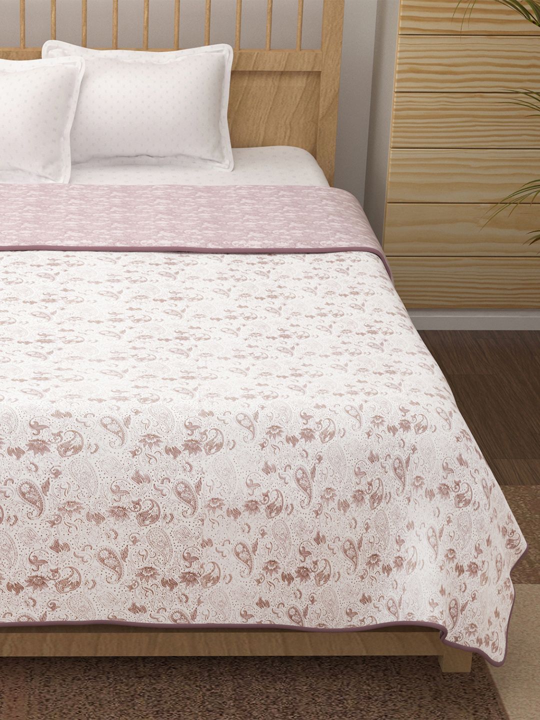 Story@home Purple & White Printed AC Room 150 GSM Reversible Cotton Double Bed Dohar