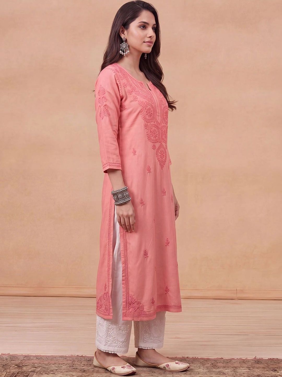 Rumah Wanita Chikankari Sulam Kurta Chikankari