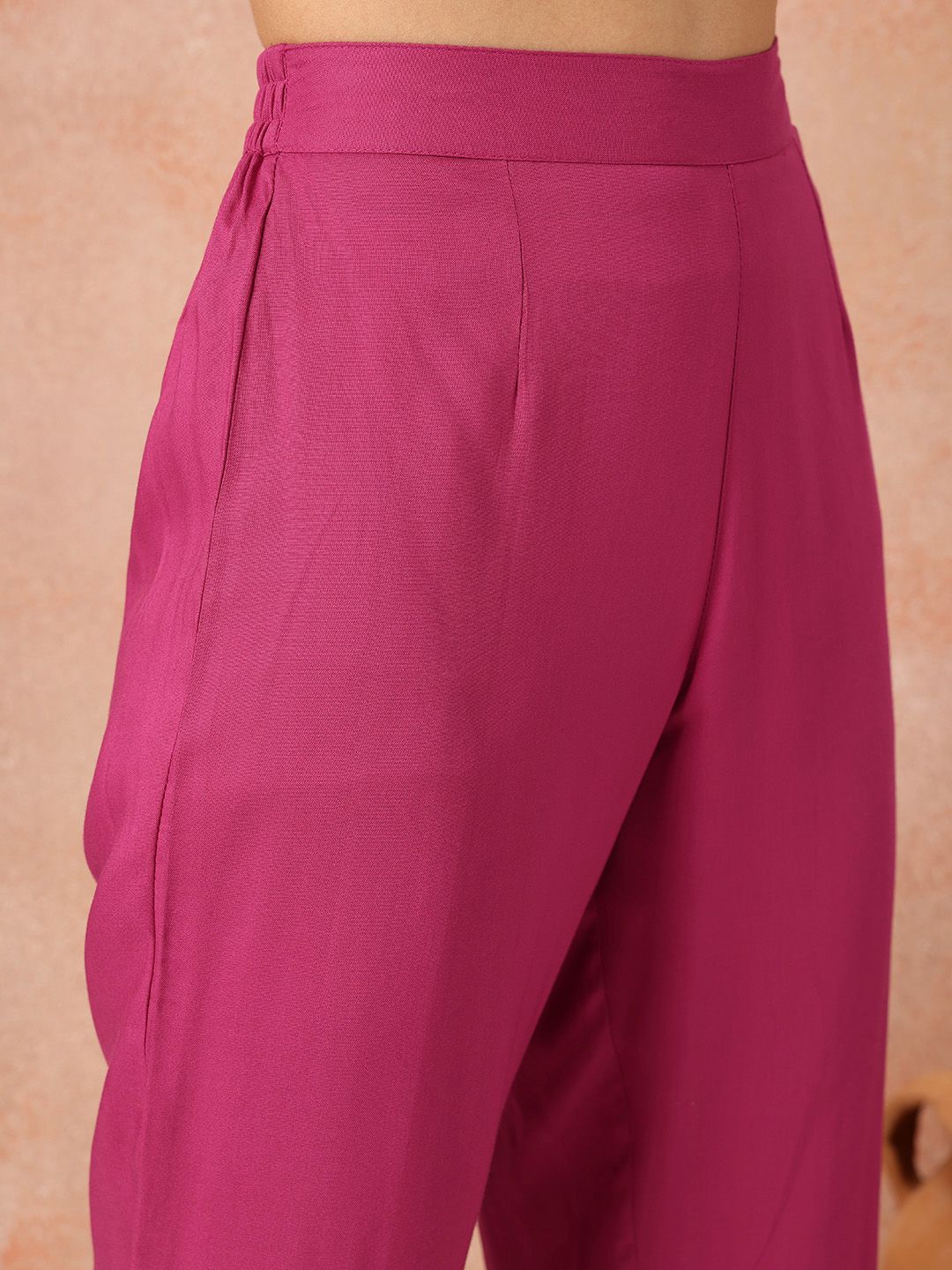 all about you Tie-Up Neck Empire-Style A-Line Kurta with Trousers