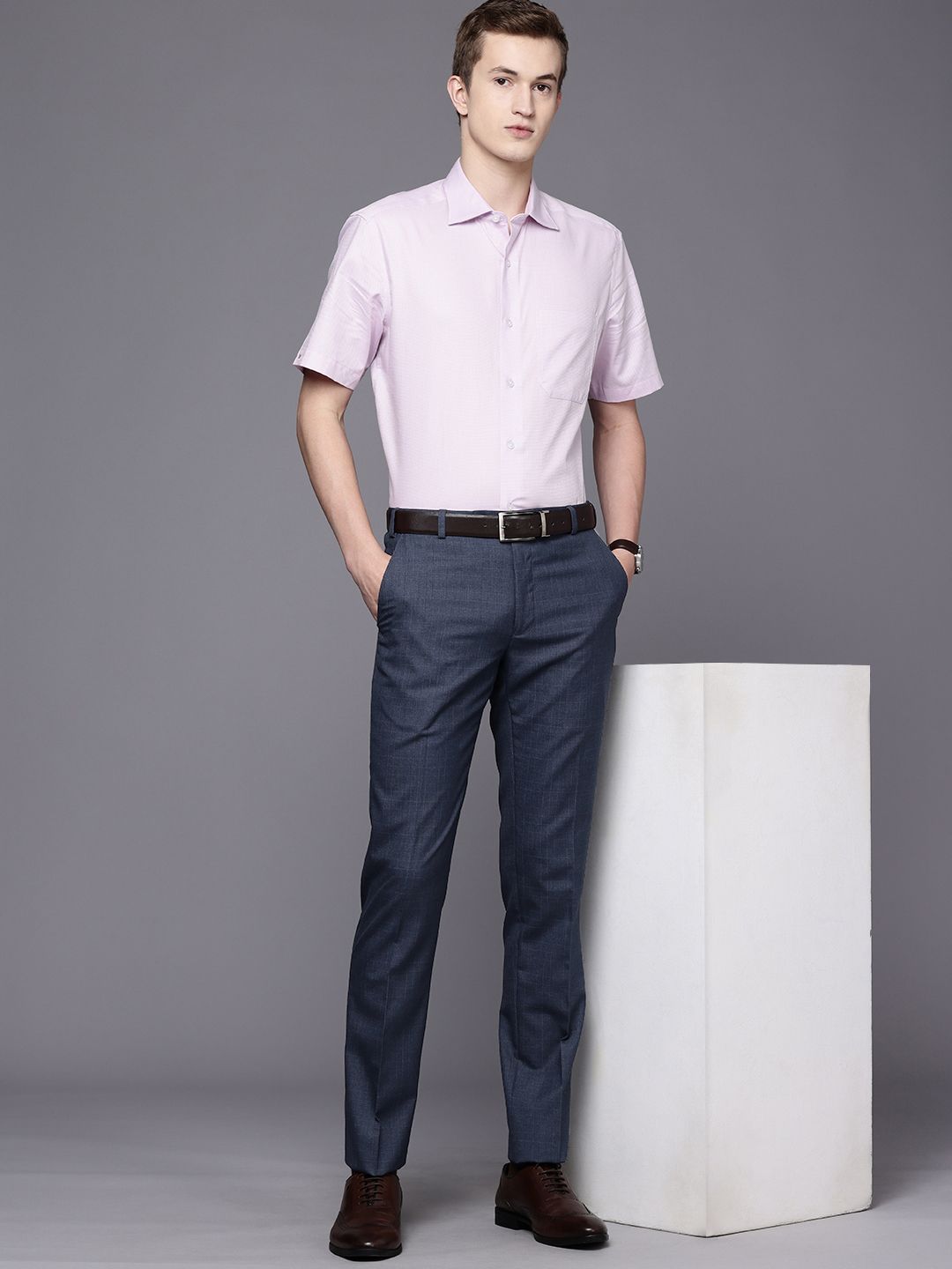 Raymond Men Checked Slim Fit Formal Trousers