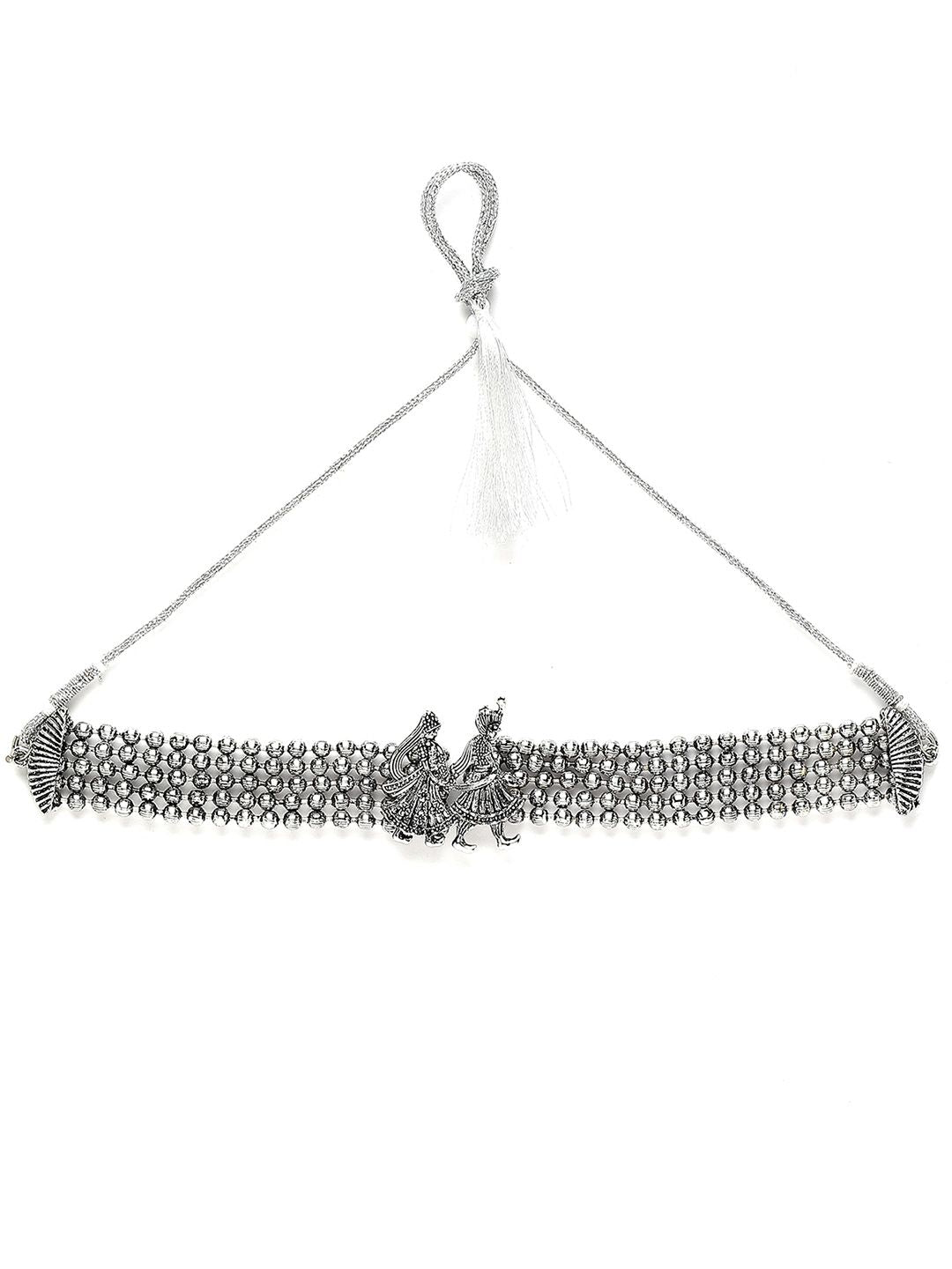 KARATCART Oxidised Silver-Plated Dulha-Dulhan Design Jewellery Set