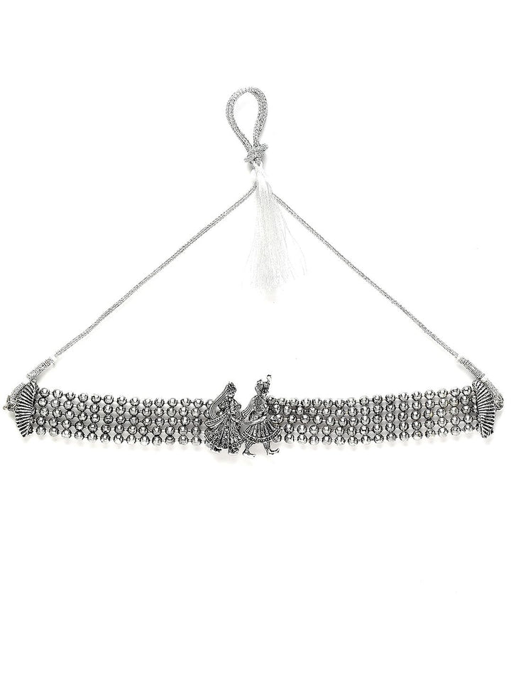 KARATCART Oxidised Silver-Plated Dulha-Dulhan Design Jewellery Set