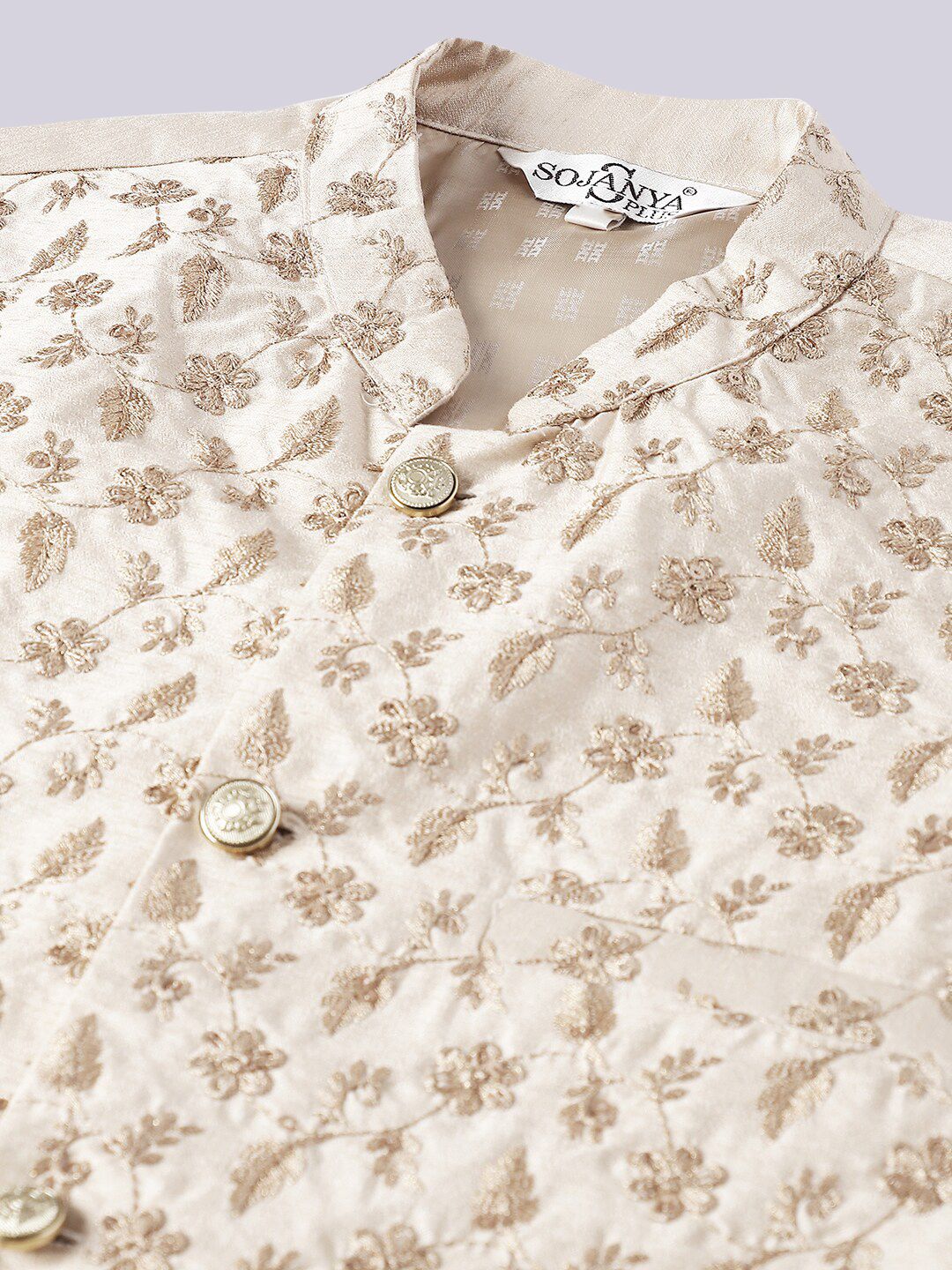 SOJANYA PLUS Embroidered Regular Thread Work Kurta With Pyjamas & With Nehru Jacket