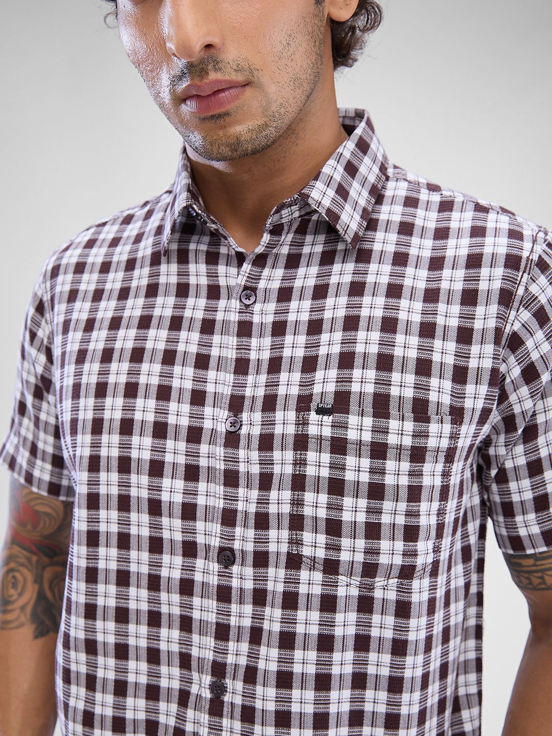 SPYKAR Men Slim Fit Opaque Checked Spread Collar Casual Shirt