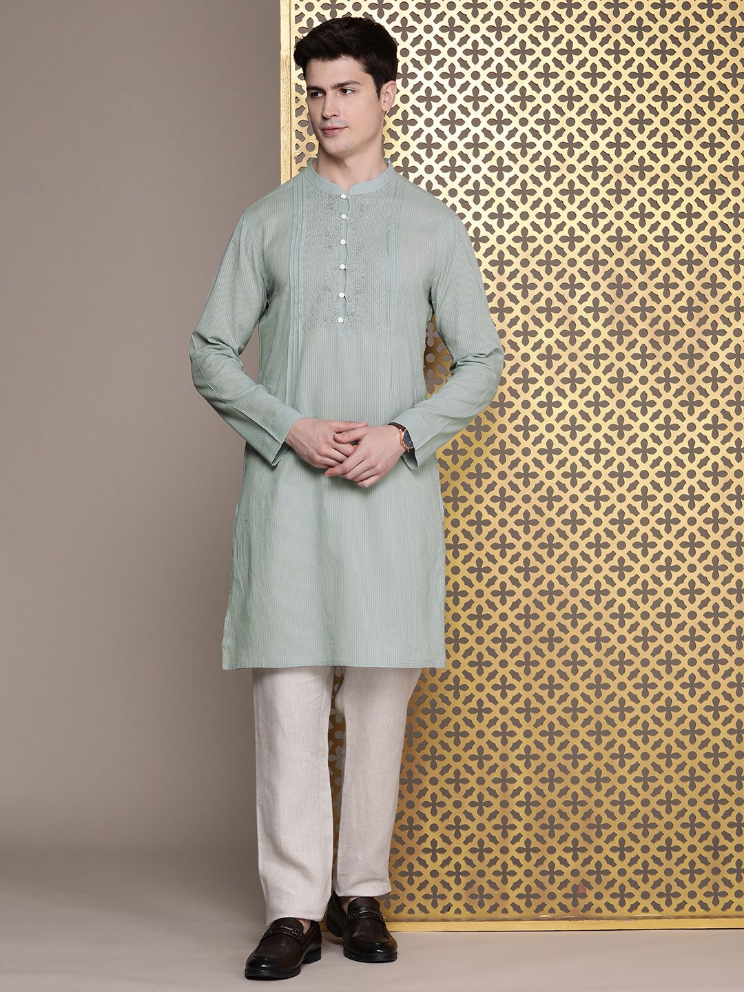 House of Pataudi Pure Cotton Chikankari Embroidered Jashn Kurta