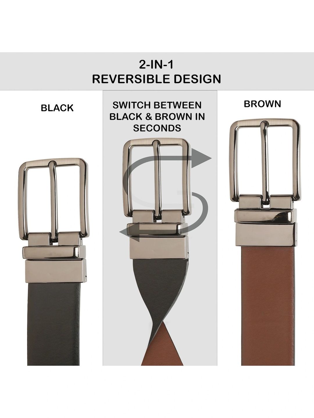 Teakwood Leathers Men Leather Reversible Formal Belt