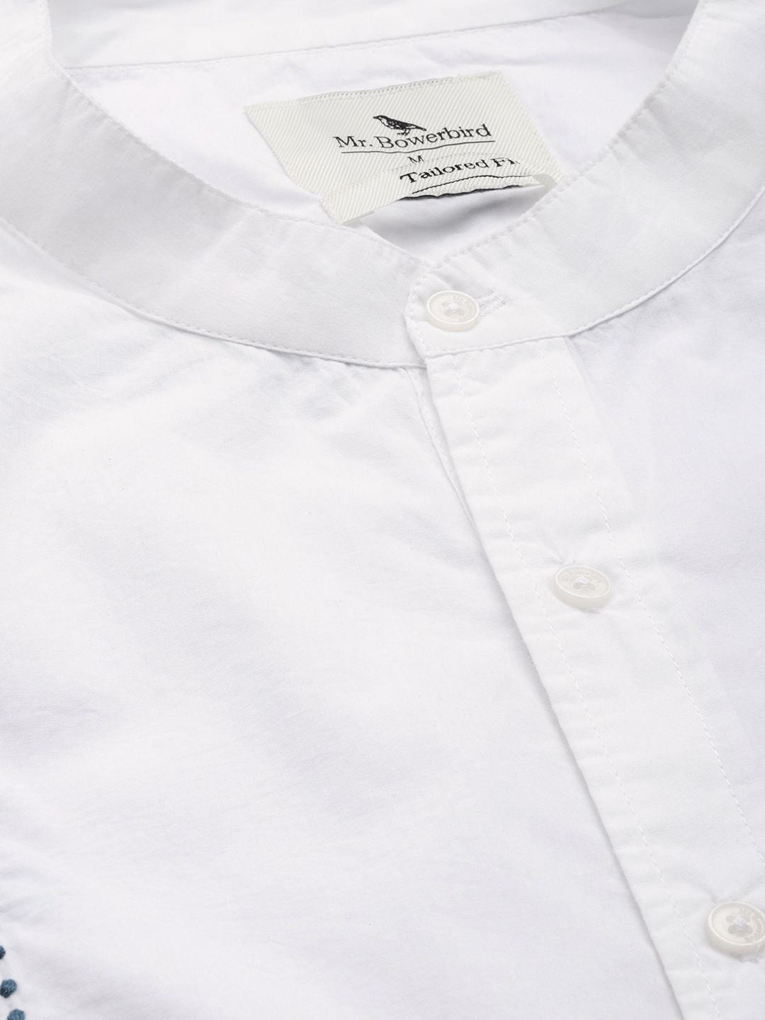 Mr Bowerbird Pure Cotton Embroidered Tailored Fit Opaque Casual Shirt