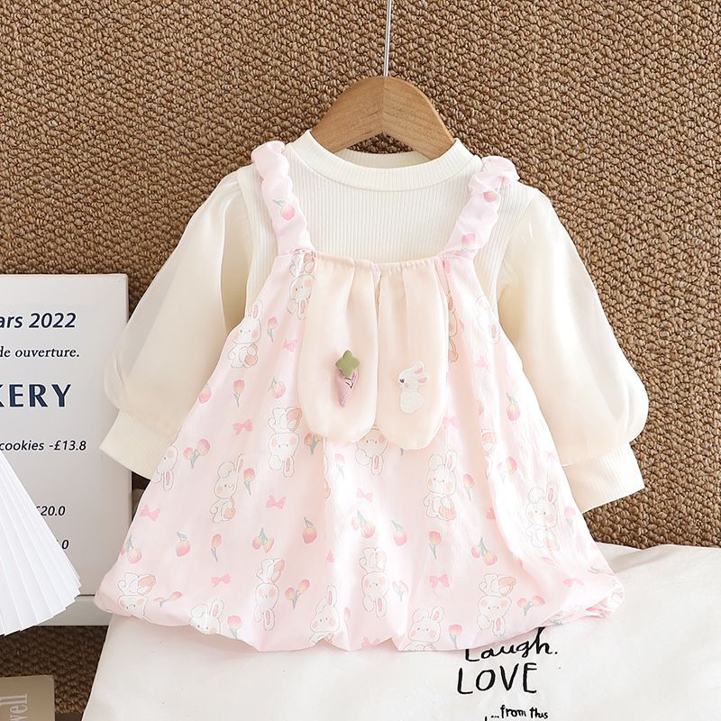 YK Girls Pink & Beige dicetak atas dengan pakaian