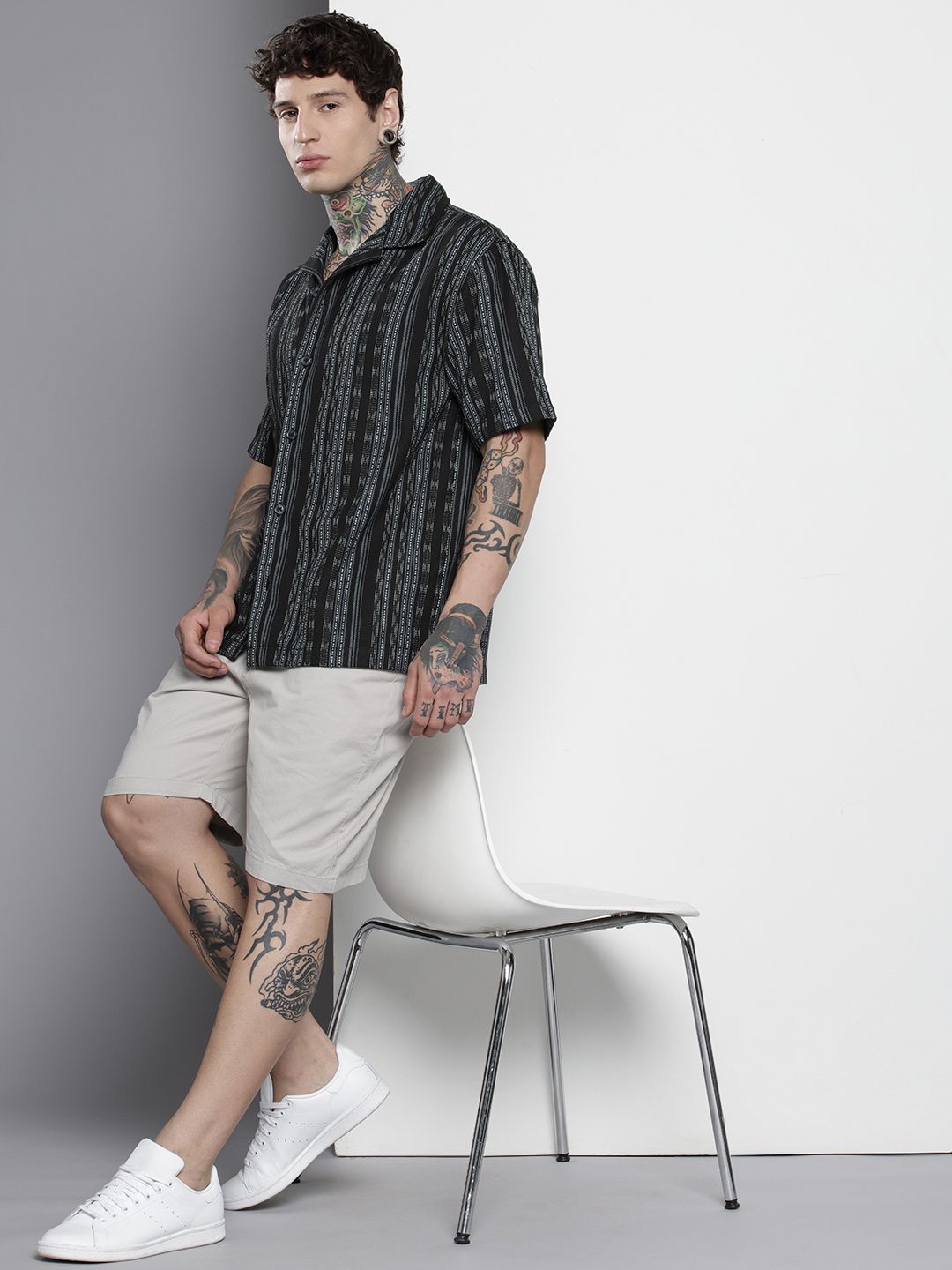 The Indian Garage Co Men Relaxed Fit Striped Resort Wear Shirt