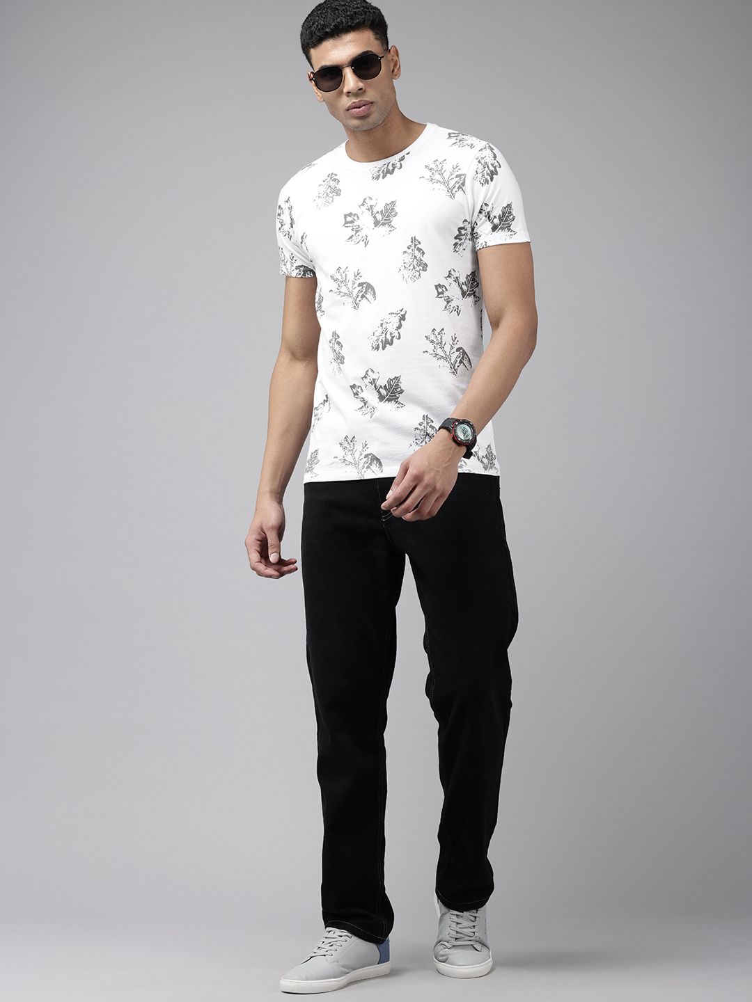 SPYKAR Tropical Printed Pure Cotton Slim Fit T-shirt